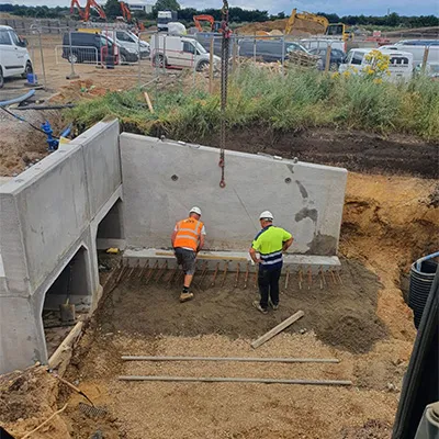 a drainage system with people