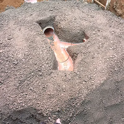 an exposed pipe section